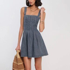 Heartloom Denim Mini-Dress, Size XS